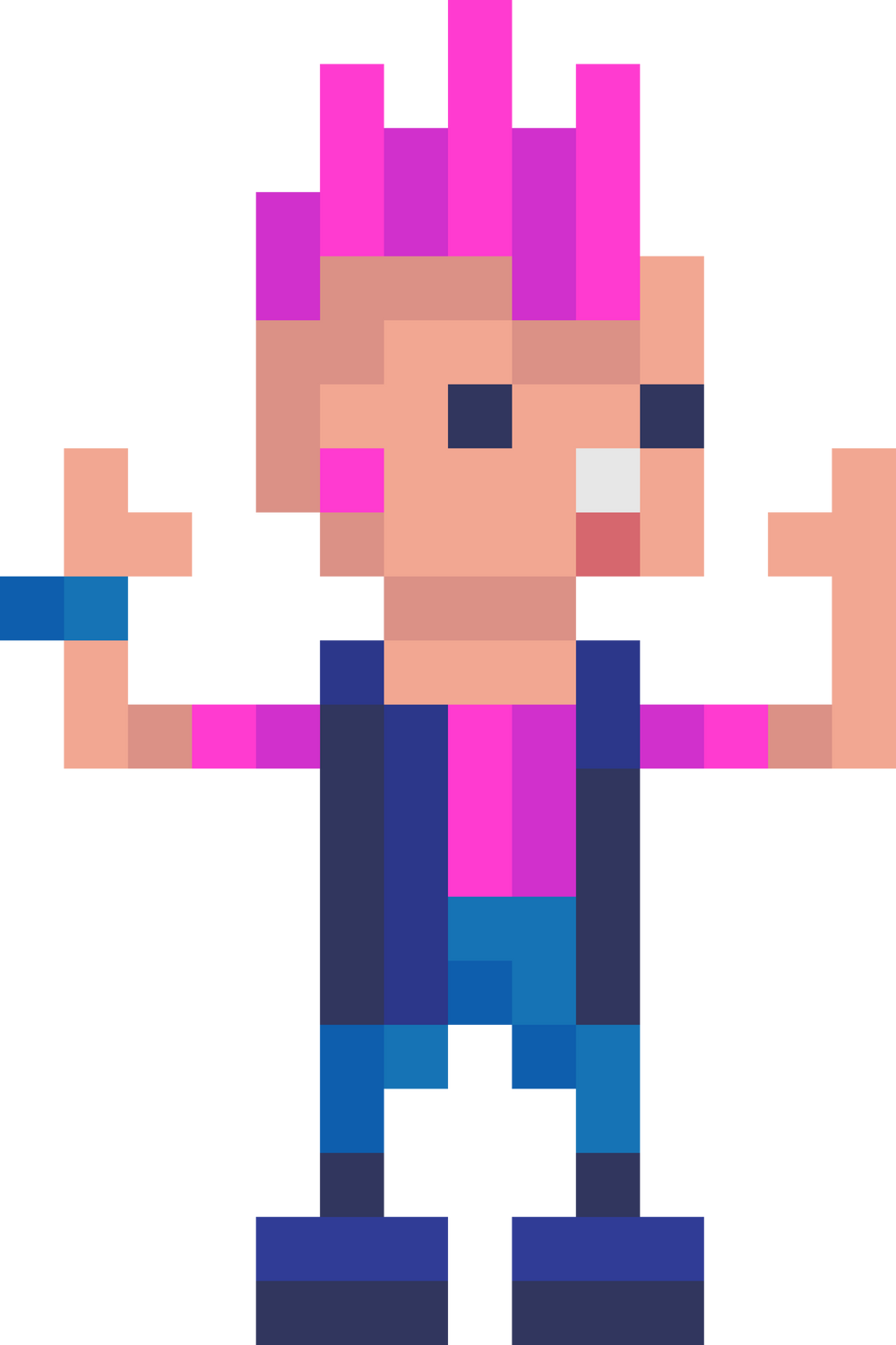 Punk guy with pink hair. Pixel art character